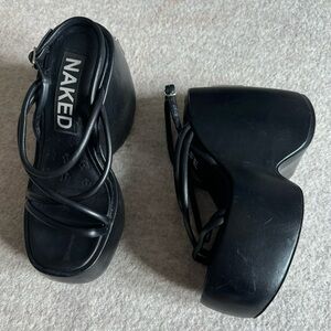 Naked Wolfe Black Platform Strappy Sandals